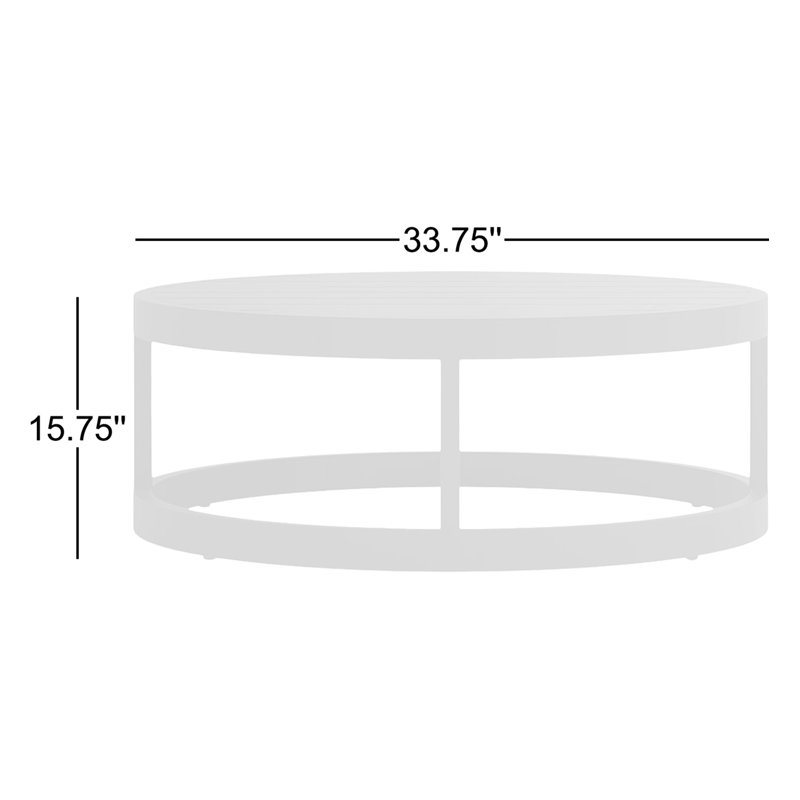 Table basse ronde en aluminium 33,75 po Bergeron, Noir, noir, noir, noir