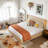 wooden platform bed frame-512729041