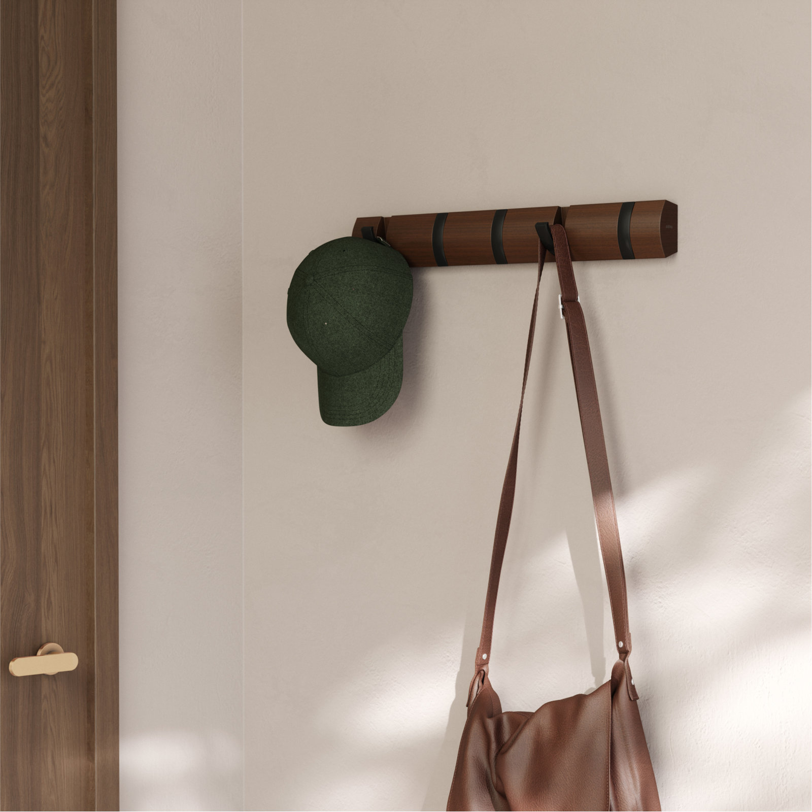 Ainikki 5-Hook Coat Rack, Walnut/Black