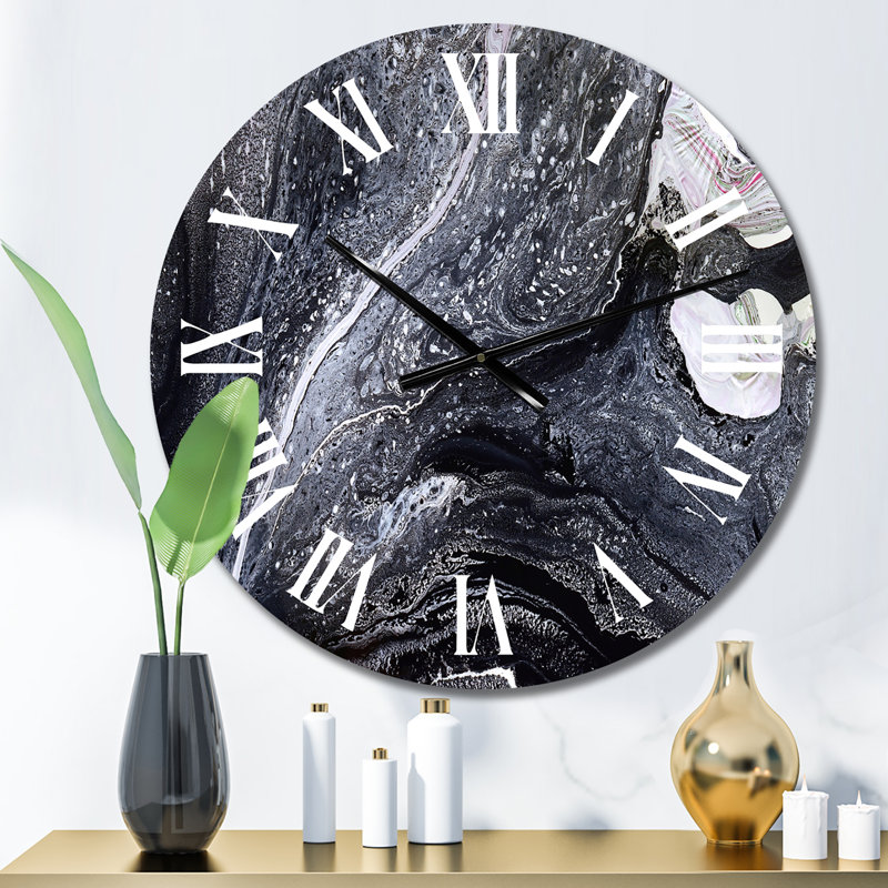 Horloge murale moderne en marbre marbré, Surdimensionné