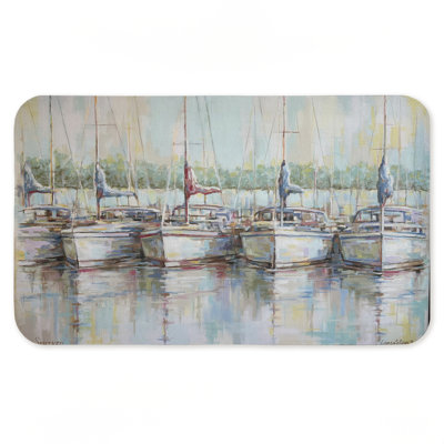 Morning At The Marina Printed Anti-Fatigue Floor Mat, design by Linda Sperruzzi