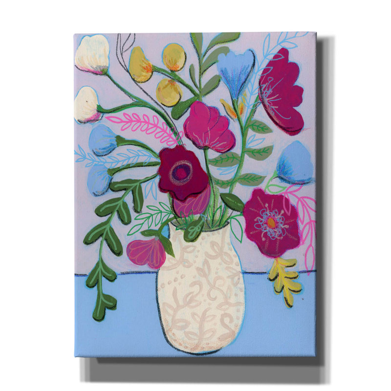 Toile épique Graffiti «Blooms In Painted Vase» par Jeri Hauth, 12 po x 16 po, H 16 po x l 12 po