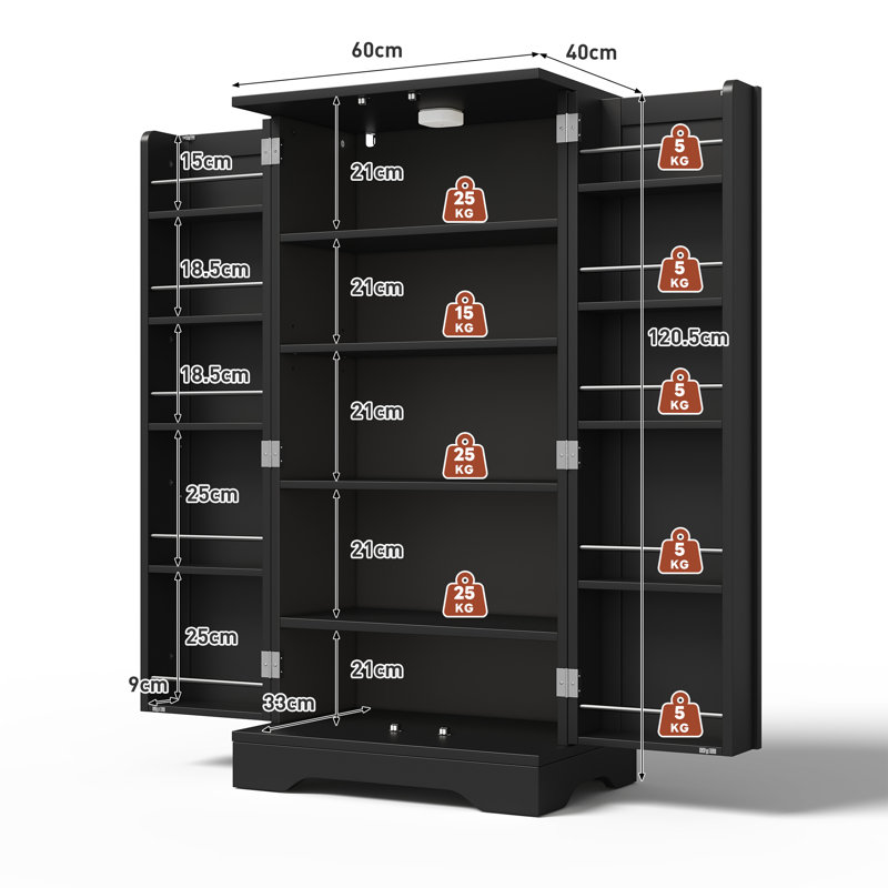 120cm Kitchen Pantry, Black