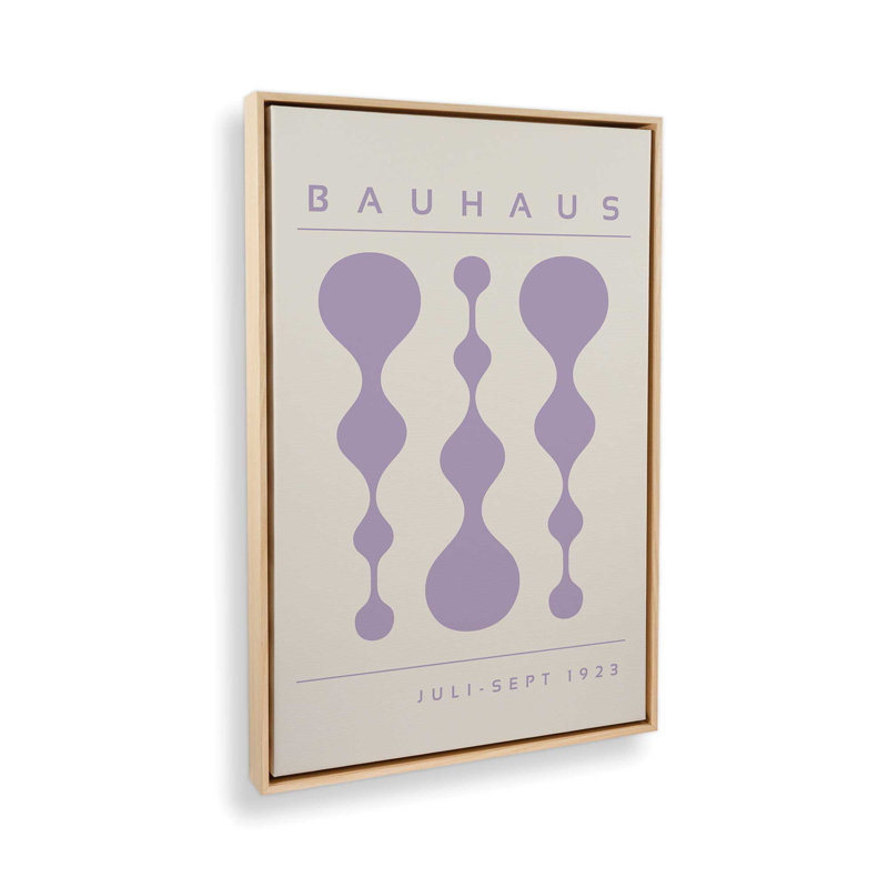 Affiche mauve rétro Bauhaus mauve sur toile tendue, H 36,75 po x l 24,75 po, Bleu, Toile dorée polie
