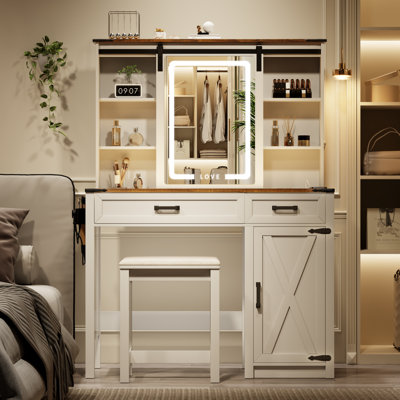 Coiffeuse et miroir de maquillage Polett