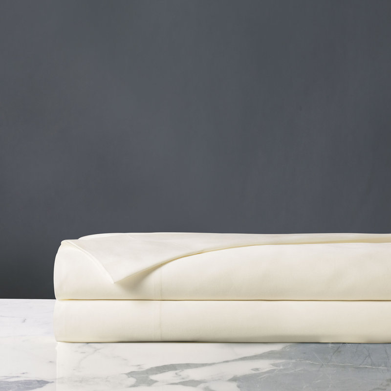 Fresco Egyptian Cotton Sateen Flat Sheet, King Flat Sheet, Ivory