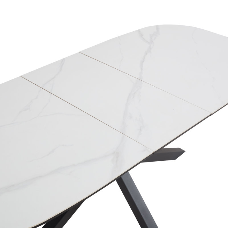 Verona Extendable Oval Metal Base Dining Table, White