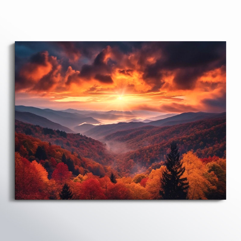 Impression sur toile Tennessee Great Smoky Mountains Sunset I, H 30 po x l 40 po x P 1,5 po, Toile tendue