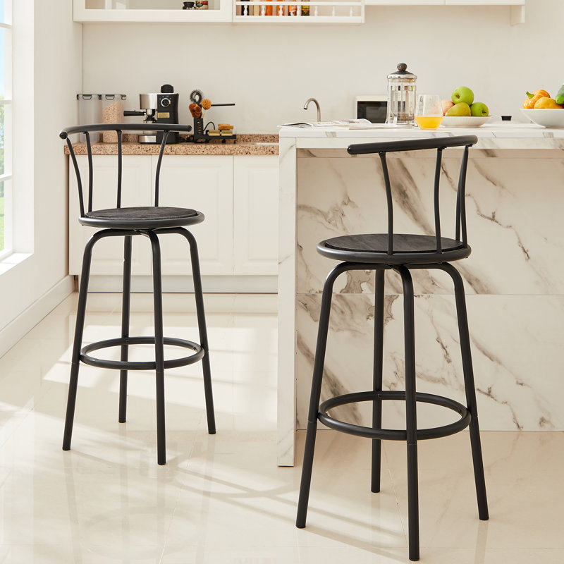 Ilkley 39.5" Swivel Bar Stool, Charcoal Gray
