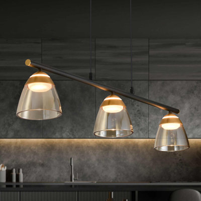 Roma 36-in 100-277V 3-Light Height Adjustable ETL Certified Integrated LED Linear Chandelier