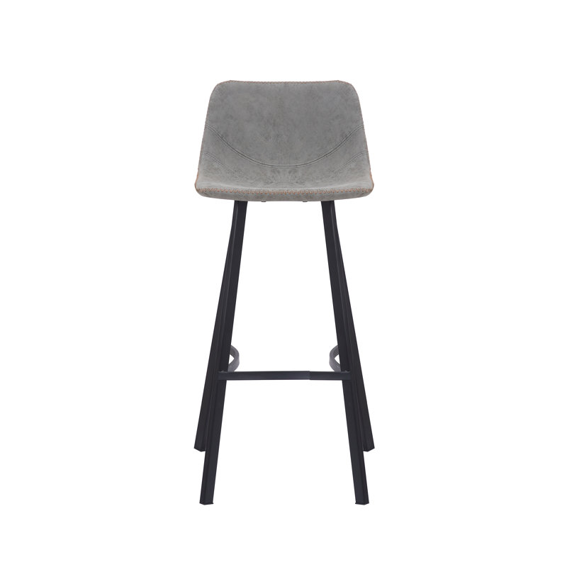 Fulcher Upholstered Counter Stool with Metal Frame, Grey