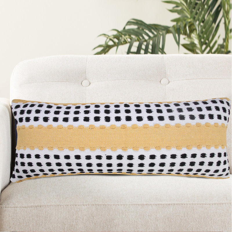  Housse et insert de coussin rectangulaire double en coton Club, Polyester/ Bourre en polyester, Noir / jaune rayé 2