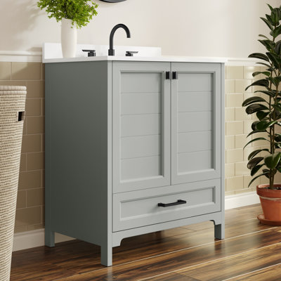 Meuble-lavabo de salle de bain avec lavabo encastré, armoire et tiroir