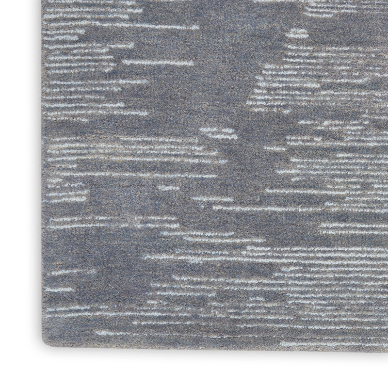Abstract Area Rug in Blue/Ivory, Rectangle 4' x 6'