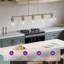Luminaire suspendu 5 lumières à intensité variable pour îlot de cuisine avec abat-jour en verre transparent et hauteur réglable-2120227516-2120227517