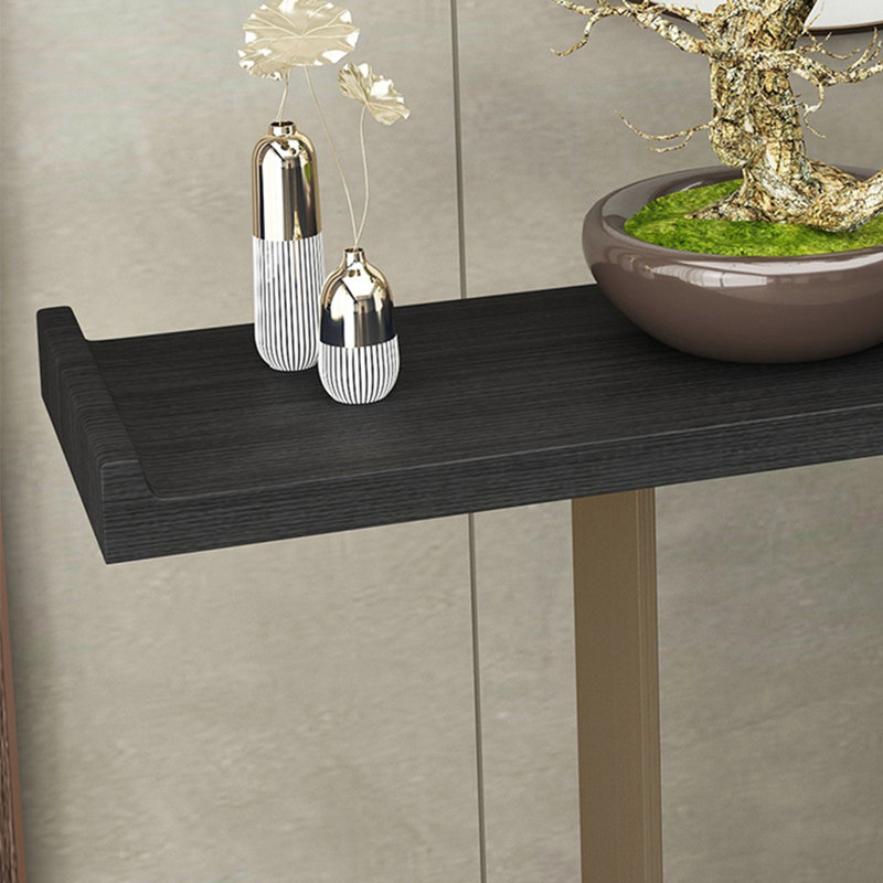 Console moderne minimaliste, Noir, noir, noir, noir, Or champagne, H 33,46 po x l 62,99 po x P 11,81 po