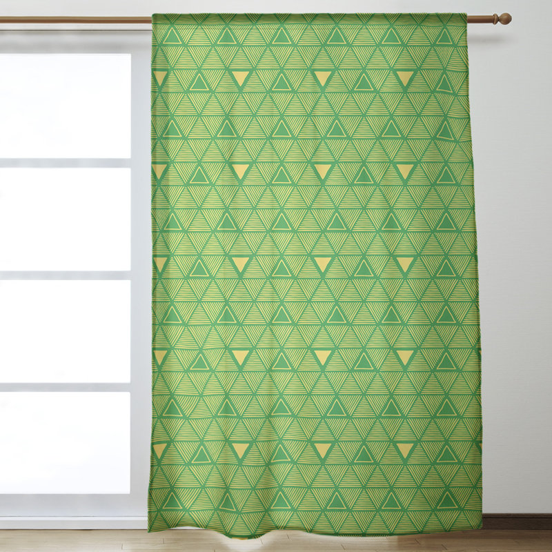 Jordao Room Darkening Curtain Single Panel, Green/Yellow
