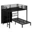 Lit superposé en métal avec bureau pliant, garde-robe à DEL
