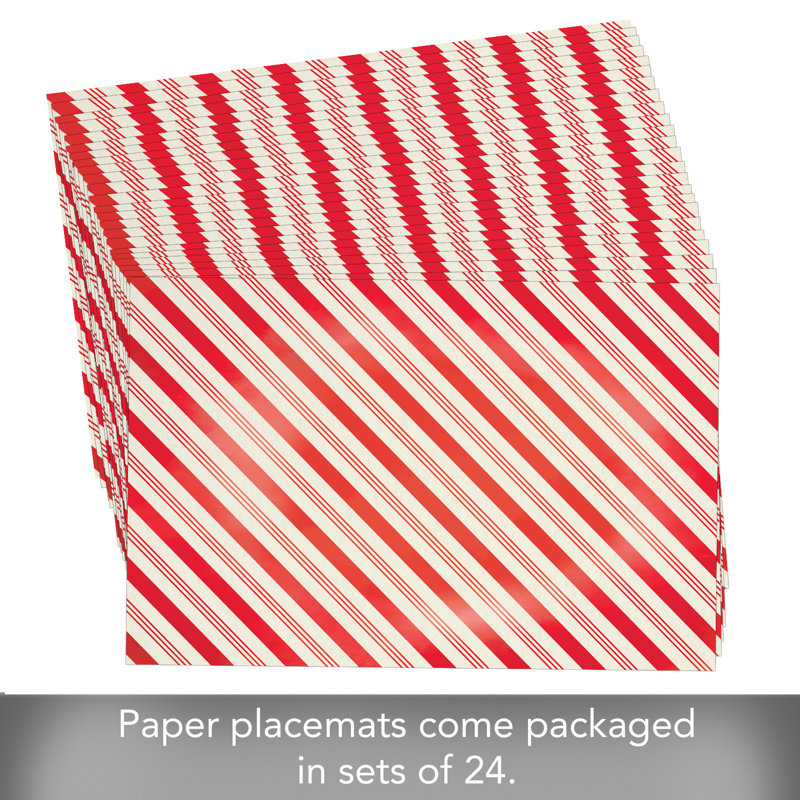 Peppermint Stripes 24-Sheet Premium Paper Placemats