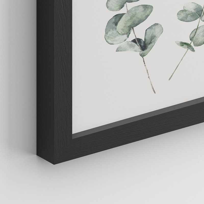 " Sage Green Wildflower Forest Plant " 4 - Pieces, Black Framed, 10" H x 8" W x 1" D
