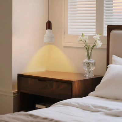 1-Light Stone Pendant Light Wood Pendant Light 4 Inch Modern Light Fixture
