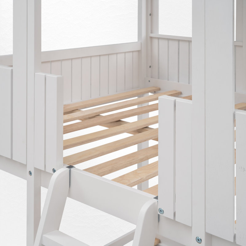 Full Over Full House Bunk Bed, White