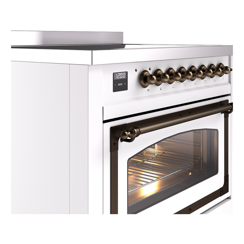 ILVE Nostalgie II Series Noblesse 36 inch Induction Range with 5 Induction Elements (Glass Door), Burnished
