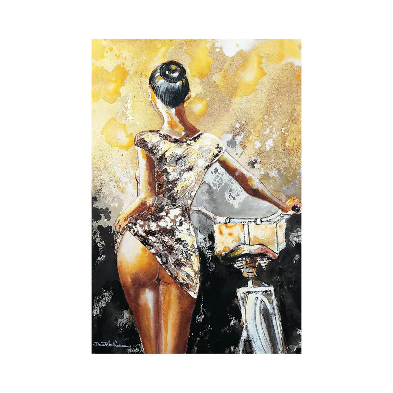 Another Woman..Another Bike II 1 Piece Wrapped Canvas Painting, 20.32 cm H x 30.48 cm W