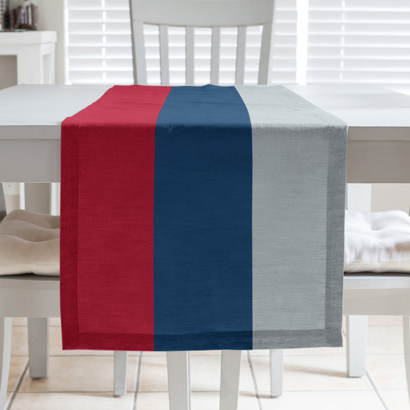 Chemin de table Seattle, Los Angeles, Anaheim, 72 po x 16 po, Rouge / bleu marine / argent