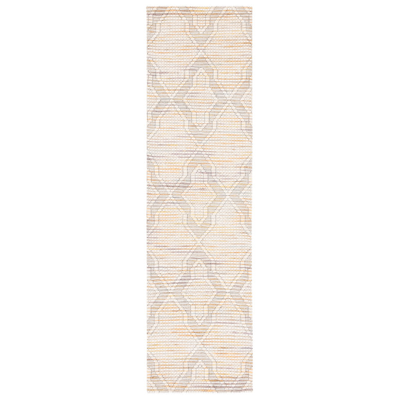 Geometric Handmade Hand-Loomed Ivory/Orange Area Rug, Runner 2'3" x 9'