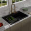 Évier de cuisine 33 po x 22 po en granite avec station de travail, noir-126634130