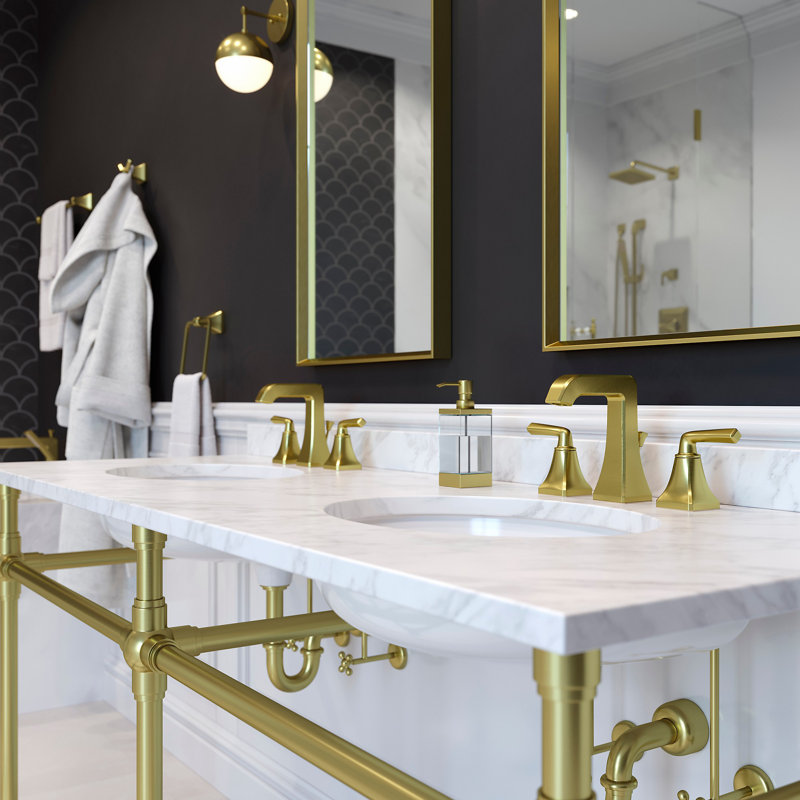 Robinet de salle de bain espacé avec ensemble de drain Park Avenue, Or brossé