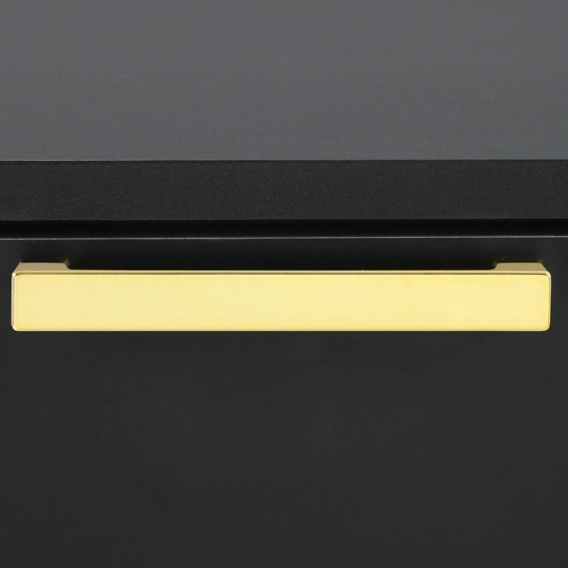 Black And Gold 2-Drawer Rectangular Nightstand