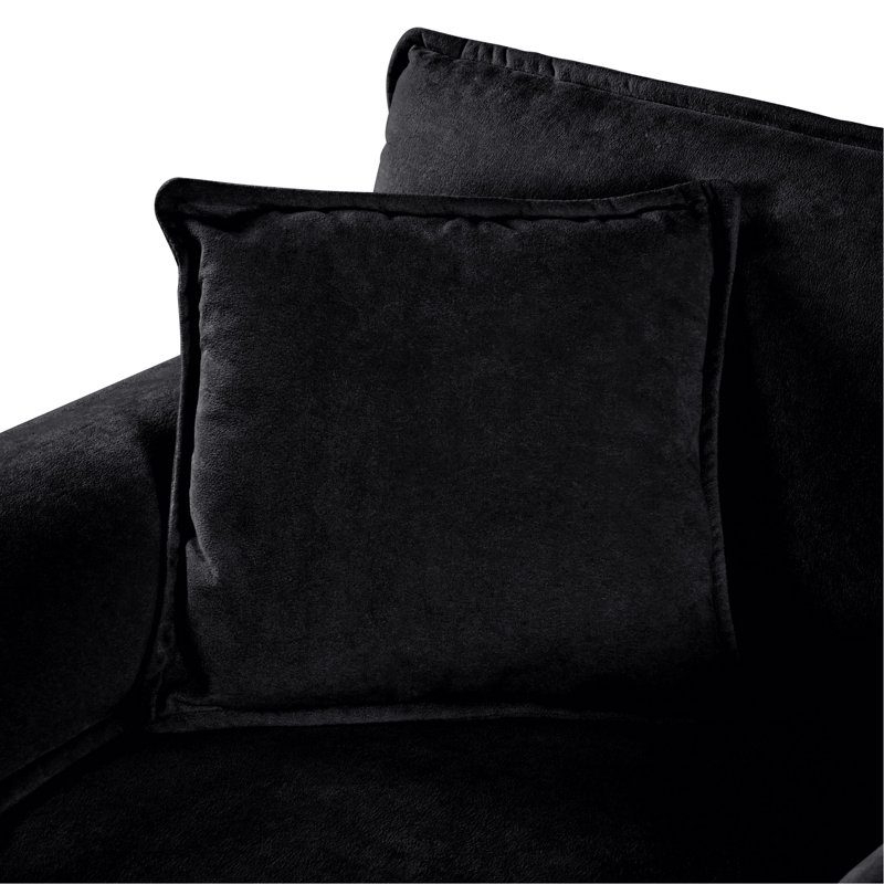 Modern Comfy 2 Chenille , Extra Seat And Pillows, Black For Bedroom Bedroom, With Fabric,, Black