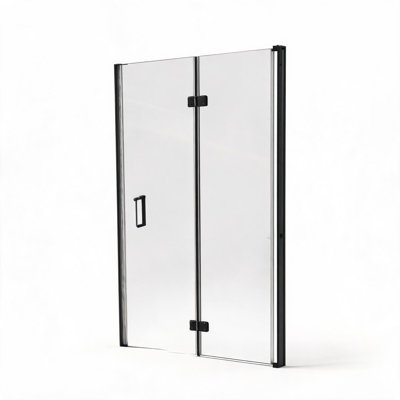 34 inch x 72 inch Matte Black Aluminum Alloy Frameless Foldable Shower Door with Tempered Glass
