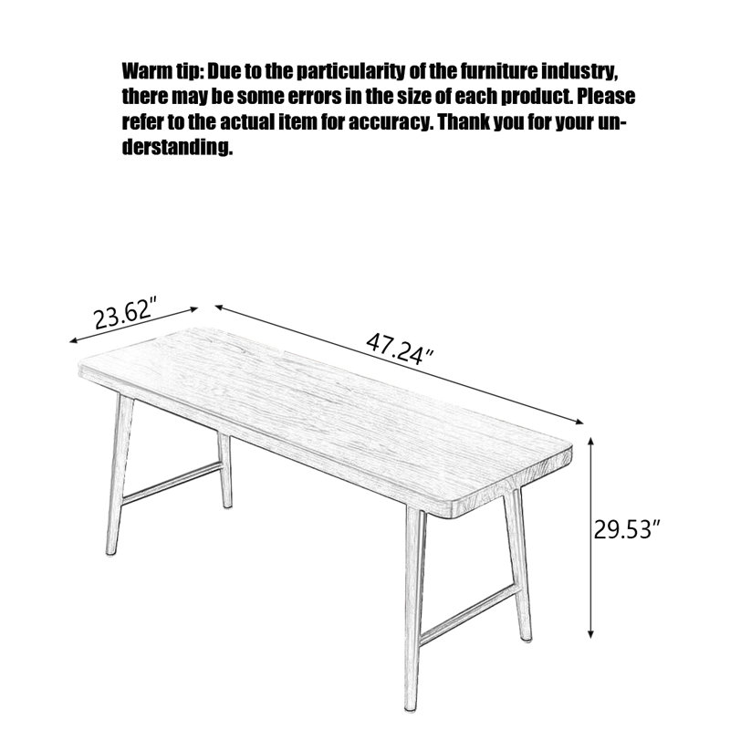 Modern minimalist style full solid wood double desk, 29.53" H x 47.24" W x 23.62" D