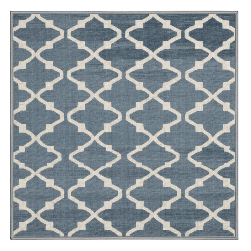 Machine Washable Trellis Gray Area Rug, Square 3'