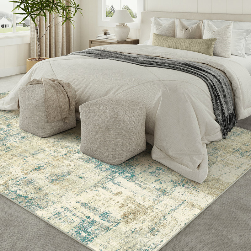 Sarah Machine Washable Abstract Area Rug with Non-Slip Backing, Rectangle 6' x 9'