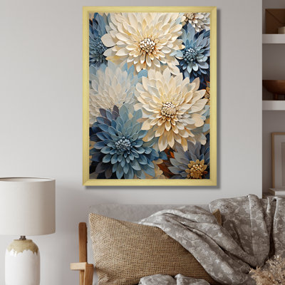 Minimalisme «Blooming Mums» en beige et bleu pâle III sur toile
