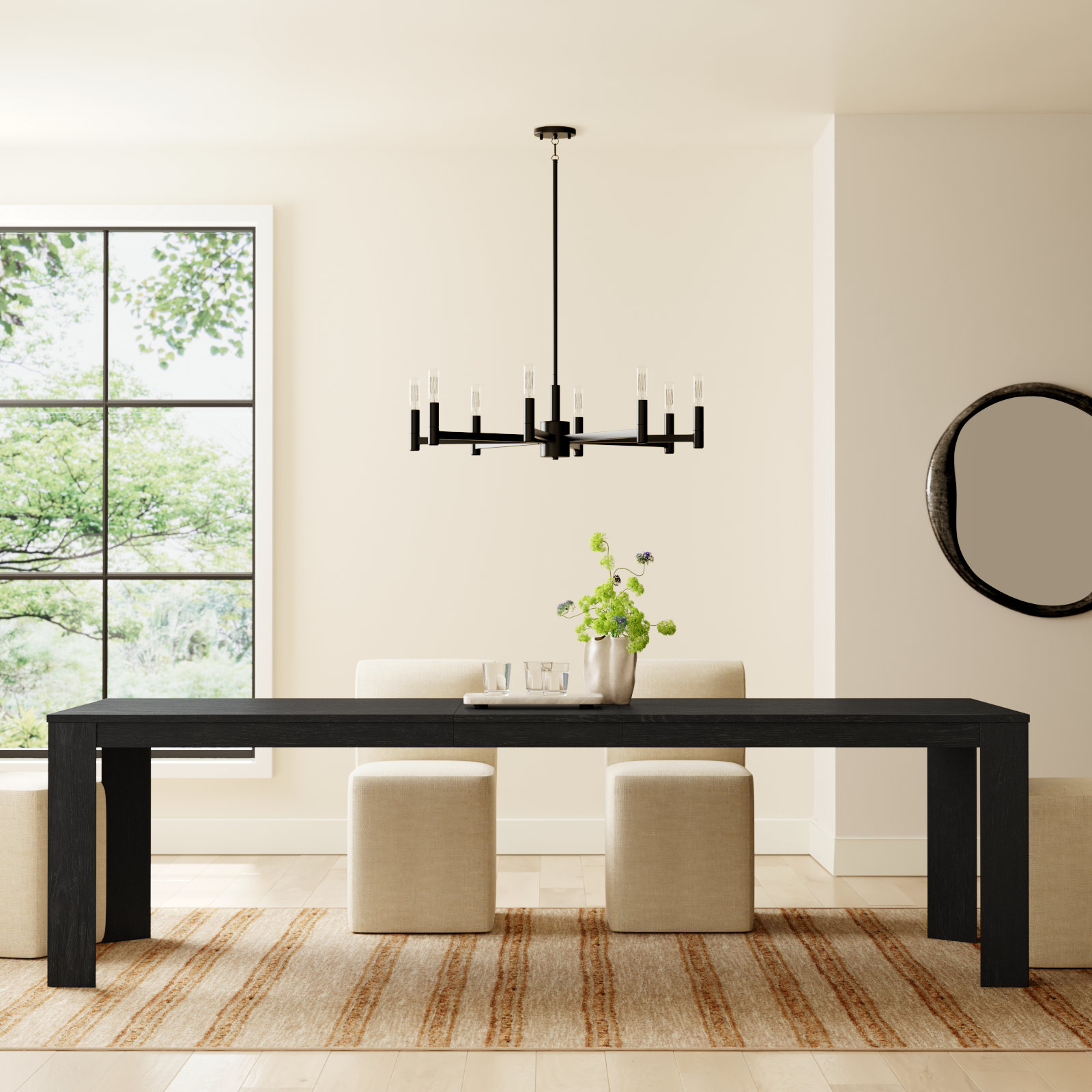 Payton 84" Extendable Dining Table, Black