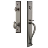 Fifth Avenue Handleset with Single Cylinder Deadbolt and Eden Prairie Door Knob and Rosette