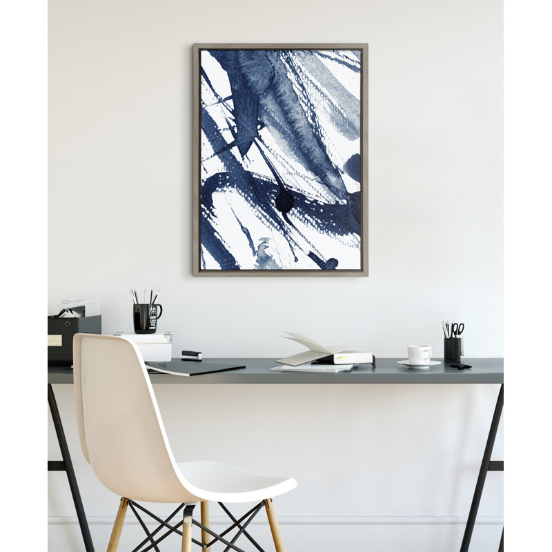 "Indigo Watercolor" par Amy Peterson, reproduction d'art sur toile encadrée, H 24 po x l 18 po, Gris