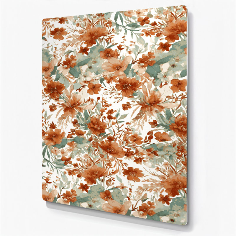 Aquarelle florale 76, art mural en métal brun, H 14 po x l 11 po