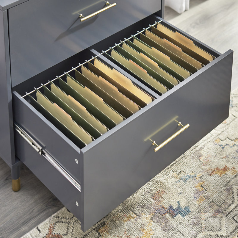 Classeur latéral à 2 tiroirs Camylle, Gris anthracite