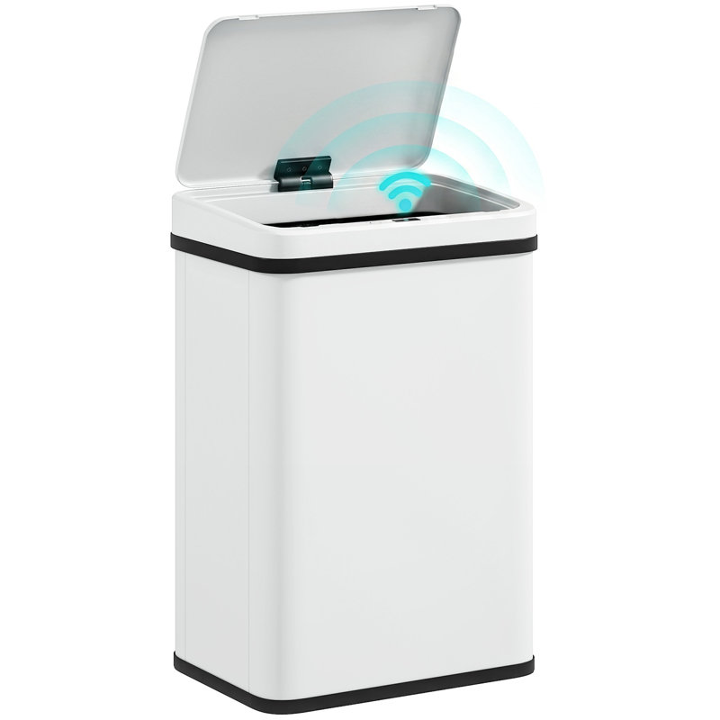 Kitchen Bin with Fast Motion Sensor, Stainless Steel Sensor Bin, 40l, White