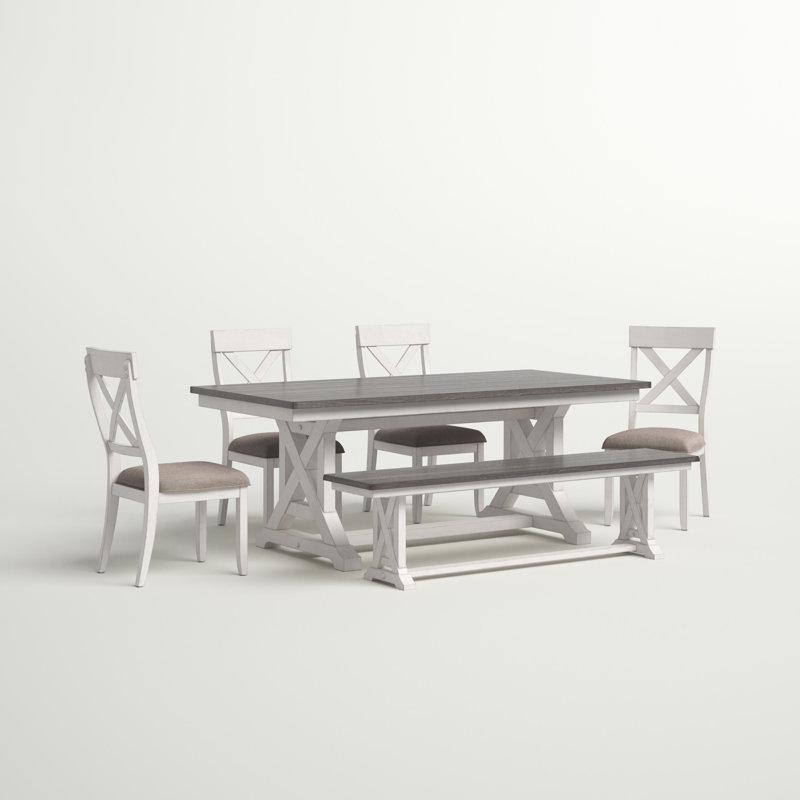 Ensemble repas pour 6 personnes Ryann, Crème / gris