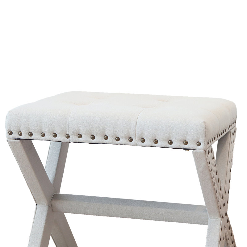 Solid + Manufactured Wood Accent Stool, Beige
