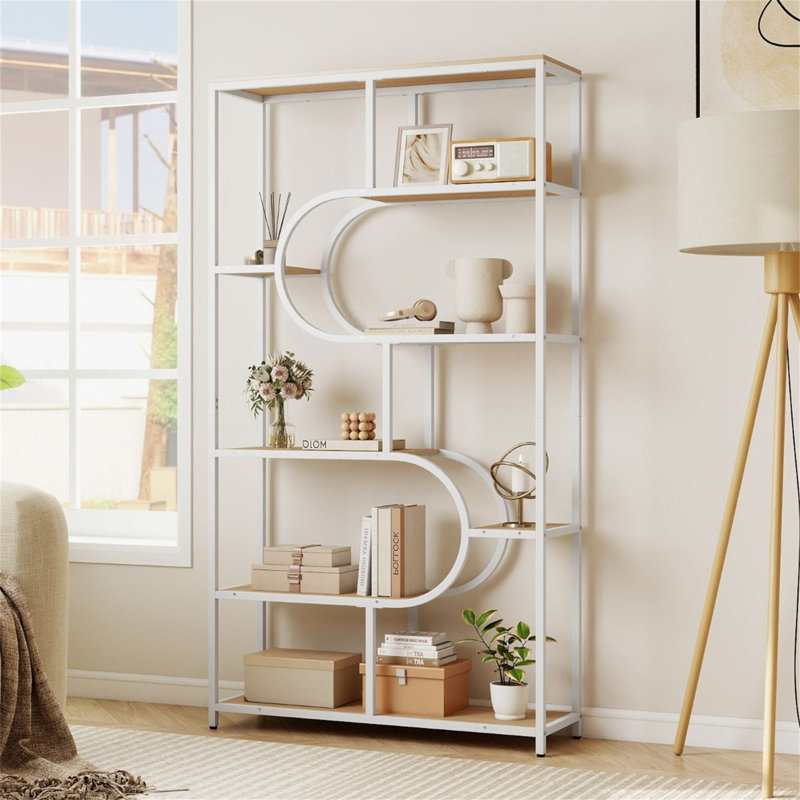 176cm H x 30cm W Metal Standard Bookcase, Beige/White