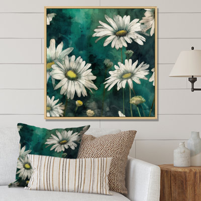 " White Teal Daisy Flower Fusion "