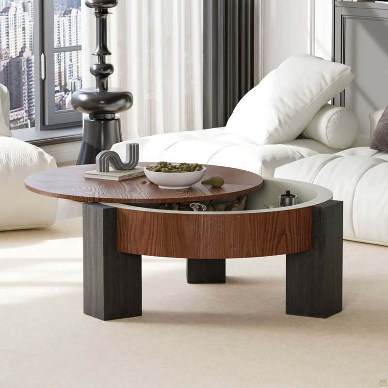 Table basse 33 po avec rangement caché, Noyer